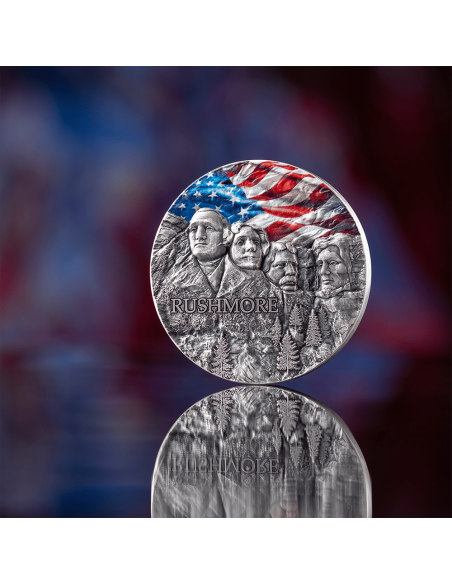 RUSHMORE Special Edition Rock-cut Monuments 2 Oz Silver Coin 10 Cedis Ghana 2024 - Coins & More - Ghana