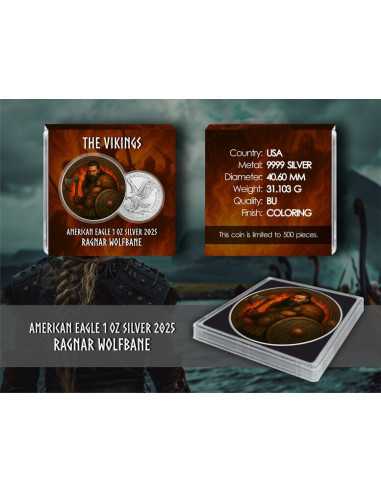 RAGNAR WOLFBANE The Vikings 1 Oz Silver Coin 1$ USA 2025 - Coins & More - Usa