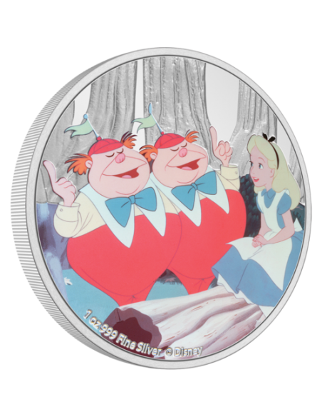 ALICE IN WONDERLAND : TWEEDLEDEE & TWEEDLEDUM 1 Oz Disney Silver Coin 2$ Dollars Niue 2021 - Coins & More - Disney