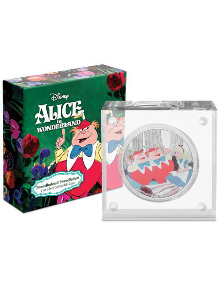ALICE IN WONDERLAND : TWEEDLEDEE & TWEEDLEDUM 1 Oz Disney Silver Coin 2$ Dollars Niue 2021 - Coins & More - Disney