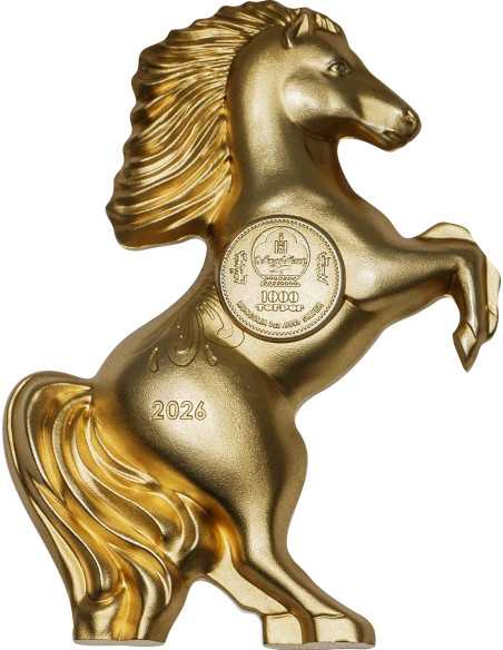 WILD GILDED HORSE Lunar Year 1 Oz Silver Coin 1000 Togrog Mongolia 2026 - Coins & More - Mongolie