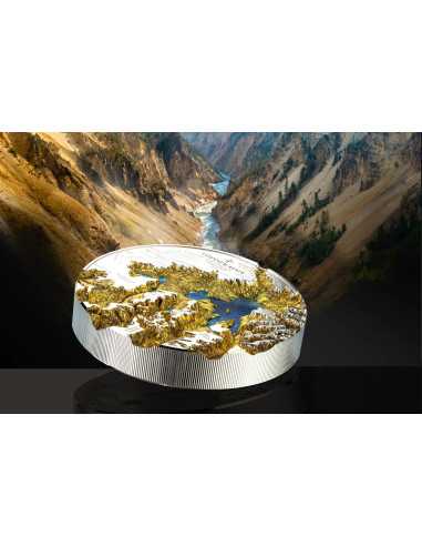 YELLOWSTONE Topography 5 Oz Silver Coin 25$ Cook Islands 2024 - Coins & More - Islas Cook