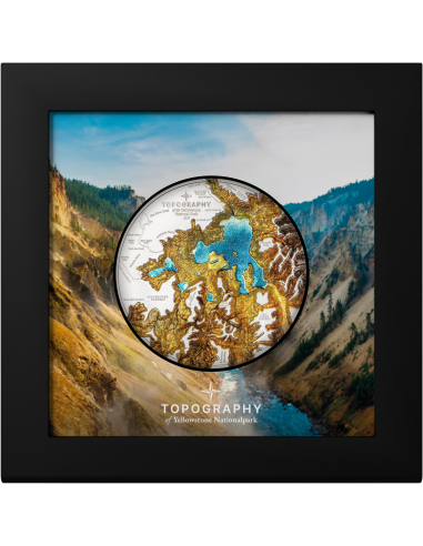 YELLOWSTONE Topography 5 Oz Silver Coin 25$ Cook Islands 2024 - Coins & More - Islas Cook