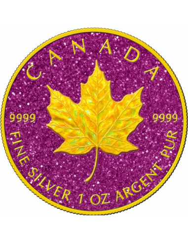 HOLO PINK TOPAZ Precious Gemstones Maple Leaf 1 Oz Silver Coin 5$ Canada 2025 - Coins & More - Canada