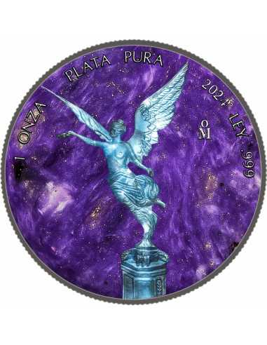 STARRY CHAROITE Precious Gemstones 1 Oz Silver Coin Mexico 2024 - Coins & More - Mexico