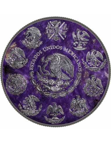 STARRY CHAROITE Precious Gemstones 1 Oz Silver Coin Mexico 2024 - Coins & More - Mexico