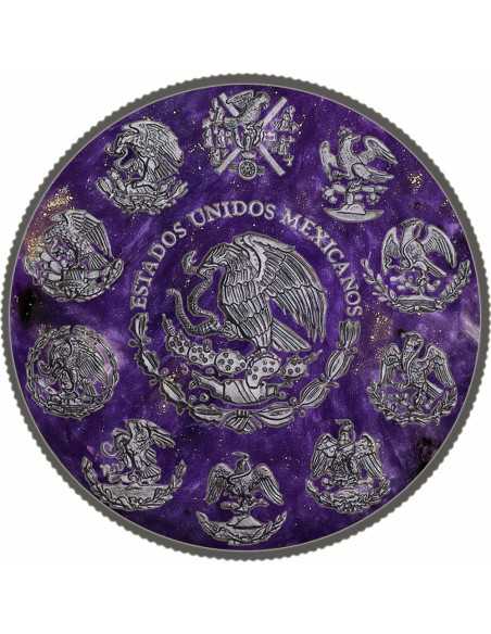 STARRY CHAROITE Precious Gemstones 1 Oz Silver Coin Mexico 2024 - Coins & More - Mexico