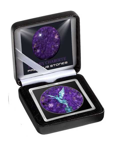 STARRY CHAROITE Precious Gemstones 1 Oz Silver Coin Mexico 2024 - Coins & More - Mexico
