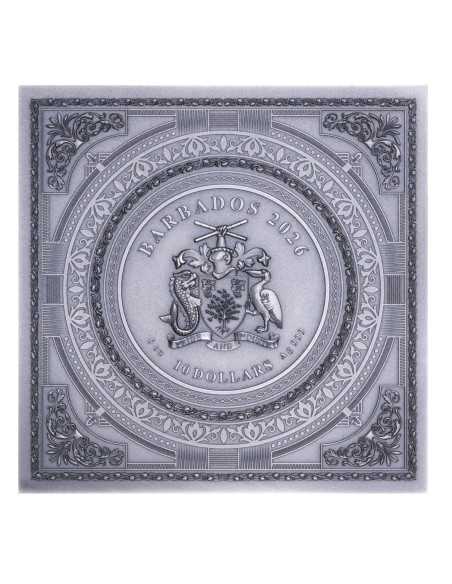 GEORGE WASHINGTON 3D Cube 6 Oz Silver Coin 10$ Barbados 2026 - Coins & More - Barbados