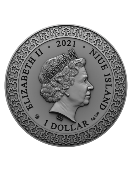CORONATION OF TINATIN Knight in Panthers Skin 1 Oz Silver Coin 1$ Niue 2021 - Coins & More - Niue