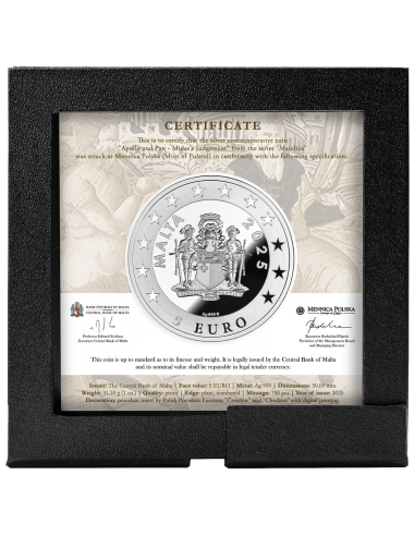 APOLLO AND PAN MIDAS' JUDGEMENT Maiolica 1 Oz Silver Coin 5€ Euro Malta 2025 - Coins & More - Europa