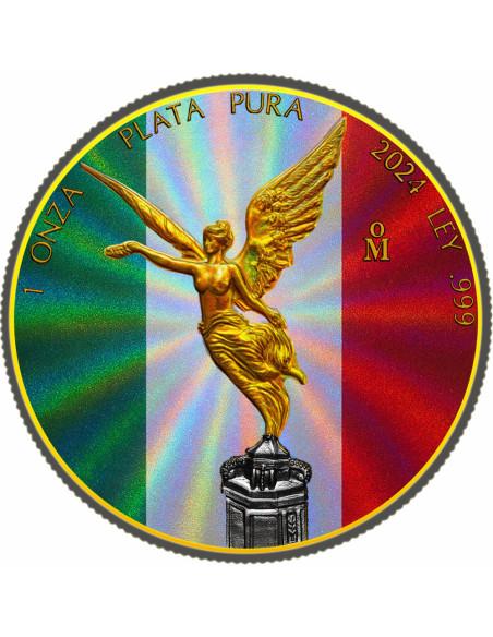HOLO LIBERTAD Diamond Dust 1 Oz Silver Coin Mexico 2024 - Coins & More - Mexique