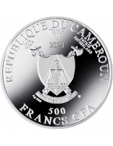 WING OF A EUROPEAN ROLLER Albrecht Dürer Silver Coin 500 Francs Cameroon 2021 - Coins & More - Kamerun