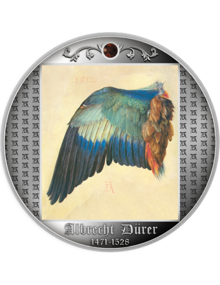WING OF A EUROPEAN ROLLER Albrecht Dürer Silver Coin 500 Francs Cameroon 2021 - Coins & More - Kamerun