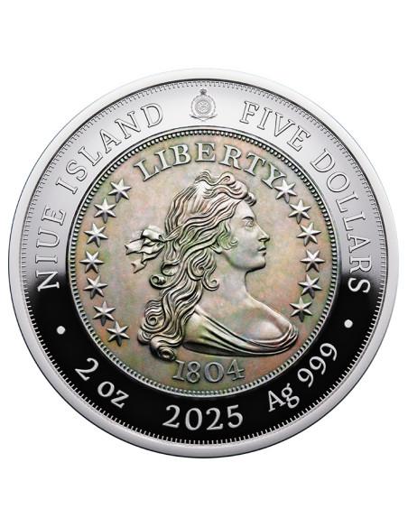 1804 DRAPED BUST GREATEST US COINS 2 Oz Silver Coin 5$ Niue 2025 - Coins & More - Demnächst