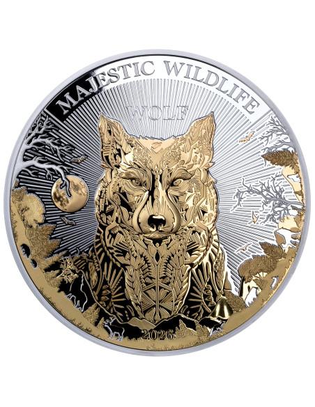 THE WOLF Majestic Wildlife 5 Oz Silver Coin 10$ Samoa 2026 - Coins & More - Samoa