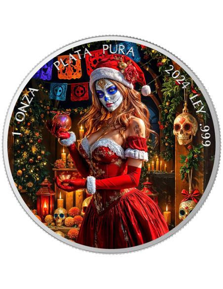 DEADLY CHRISTMAS Dia de Los Muertos 1 Oz Silver coin 1 Ounce Mexico 2024 - Coins & More - Mexiko