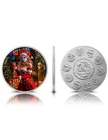 DEADLY CHRISTMAS Dia de Los Muertos 1 Oz Silver coin 1 Ounce Mexico 2024 - Coins & More - Mexiko