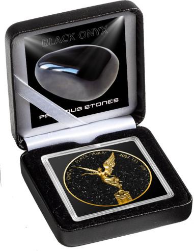 BLACK ONYX Precious Stones 1 Oz Silver Coin Mexico 2024 - Coins & More - Mexique