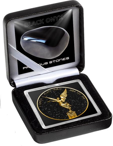 BLACK ONYX Precious Stones 1 Oz Silver Coin Mexico 2024 - Coins & More - Mexique