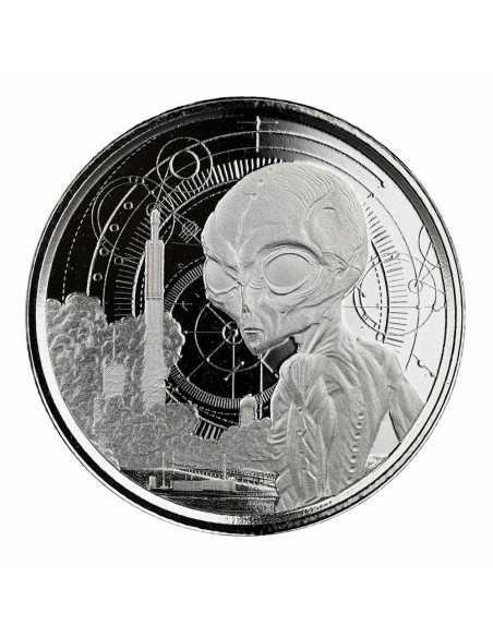 ALIEN 4 COINS SET Silver & Rhodium Glow in Dark Coin 2 Cedis Ghana 2021 - Coins & More - Africa