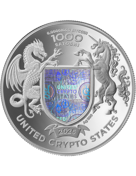 EAGLE Binary World 1 Oz Silver Coin 1000 Satoshi United Crypto States 2025 - Coins & More - Münzen nach Ländern