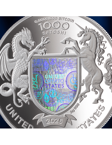 EAGLE Binary World 1 Oz Silver Coin 1000 Satoshi United Crypto States 2025 - Coins & More - Münzen nach Ländern