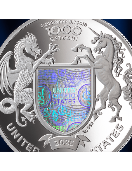 EAGLE Binary World 1 Oz Silver Coin 1000 Satoshi United Crypto States 2025 - Coins & More - Münzen nach Ländern