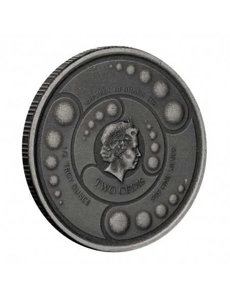 ALIEN 4 COINS SET Silver & Rhodium Glow in Dark Coin 2 Cedis Ghana 2021 - Coins & More - Africa