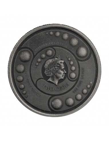 ALIEN 4 COINS SET Silver & Rhodium Glow in Dark Coin 2 Cedis Ghana 2021 - Coins & More - Africa