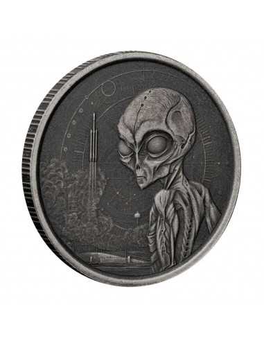 ALIEN 4 COINS SET Silver & Rhodium Glow in Dark Coin 2 Cedis Ghana 2021 - Coins & More - Africa