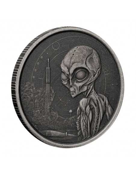 ALIEN 4 COINS SET Silver & Rhodium Glow in Dark Coin 2 Cedis Ghana 2021 - Coins & More - Africa