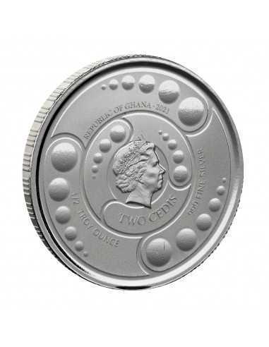 ALIEN 4 COINS SET Silver & Rhodium Glow in Dark Coin 2 Cedis Ghana 2021 - Coins & More - Africa