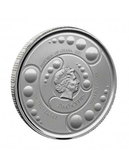 ALIEN 4 COINS SET Silver & Rhodium Glow in Dark Coin 2 Cedis Ghana 2021 - Coins & More - Africa