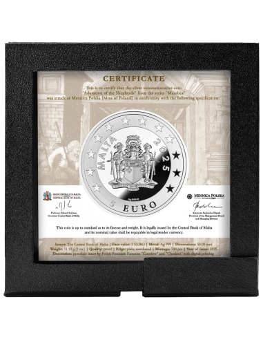 ADORATION OF THE SHEPHERDS Maiolica 1 Oz Silver Coin 5€ Euro Malta 2025 - Coins & More - Europa