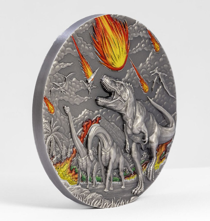 DINOSAUR EXTINCTION Fury of Nature 2 Oz Silver Coin 10$ Palau 2024