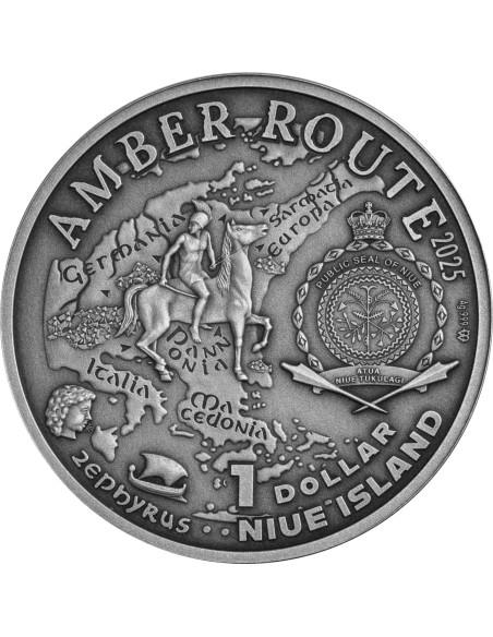 AMBER ROUTE : SLOVENIA Silver Coin 1$ Niue 2025 - Coins & More - Niue