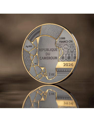 NEFERTITI Kintsugi Art 2 Oz Silver Coin 2000 Francs Cameroon 2026 - Coins & More - Kamerun