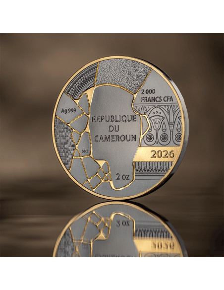 NEFERTITI Kintsugi Art 2 Oz Silver Coin 2000 Francs Cameroon 2026 - Coins & More - Kamerun