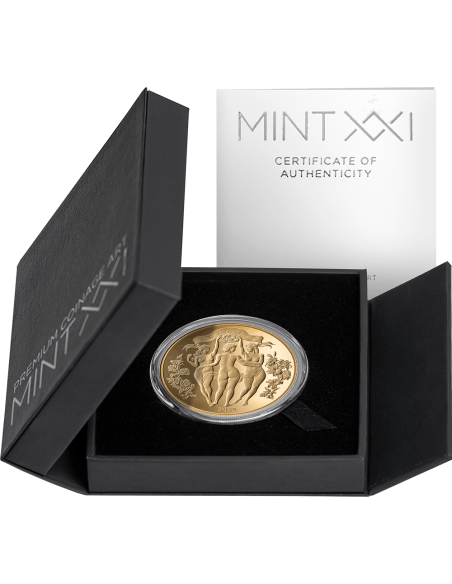 THREE GRACES Golden Edition Celestial Beauty 1 Oz Silver Coin 1000 Francs Cameroon 2025 - Coins & More - Kamerun