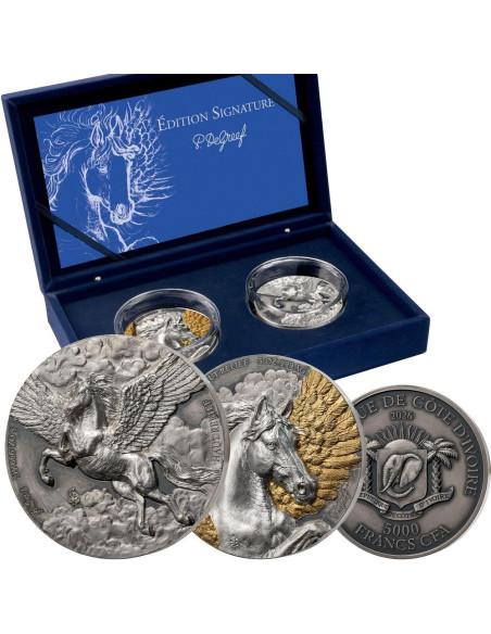 PEGASUS Edition Signature Set 2 x 5 Oz Silver Coin 5000 Francs Ivory Coast 2026 - Coins & More - Ivory Coast