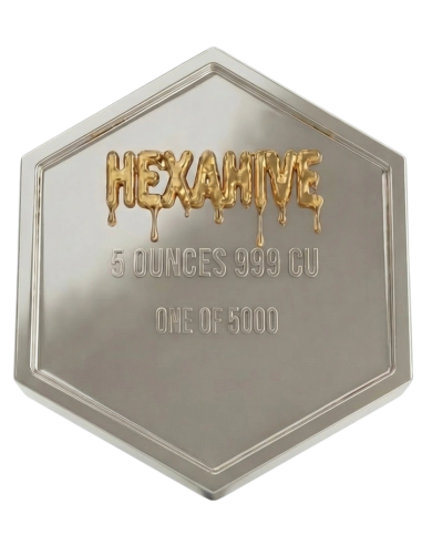 HEXAHIVE 5 Oz Silver Plated Copper Medal - Coins & More - Coming Soon