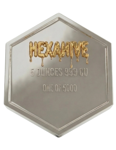 HEXAHIVE 5 Oz Silver Plated Copper Medal - Coins & More - Coming Soon