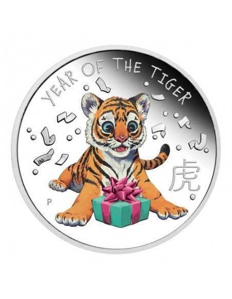 BABY TIGER Silver Coin 50 Cents Tuvalu 2022 - Coins & More - Tuvalu