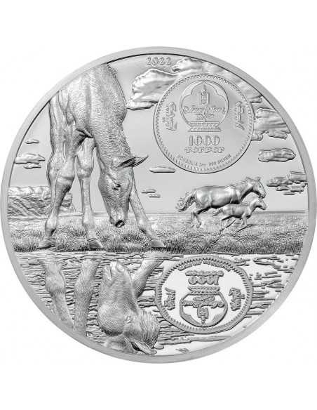 STALLION Growing Up 2 Oz Silver Coin 1000 Togrog Mongolia 2022 - Coins & More - Palau