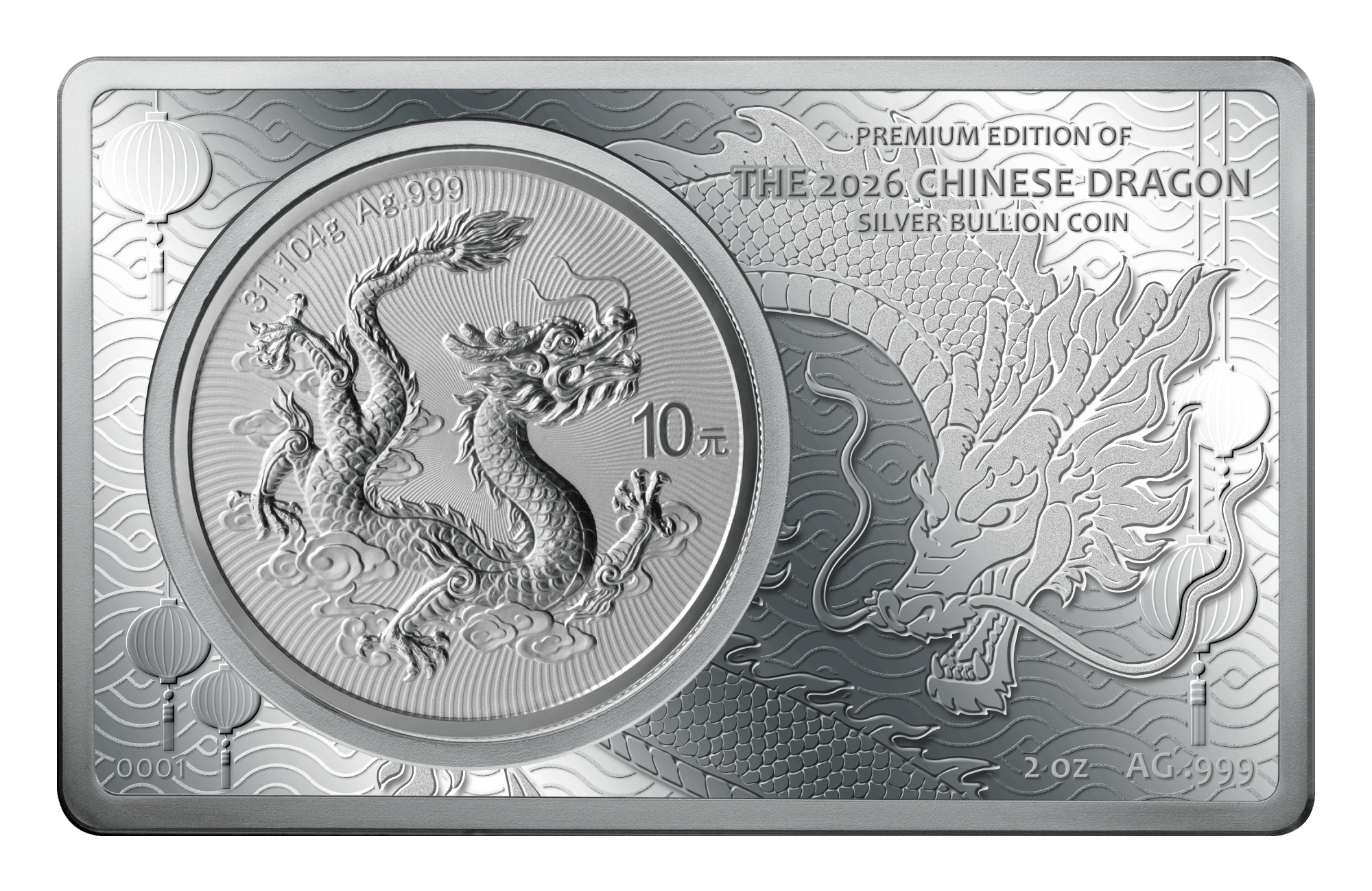 CHINESE DRAGON Premium Edition 2 Oz + 1 Oz Set Coin 10 Yuan China 2