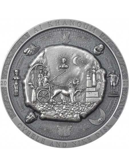 BACTRIAN CYBELE DISK Antiqued Archeology Symbolism 3 Oz Silver Coin 20$ Cook Island 2021 - Coins & More - Îles Cook