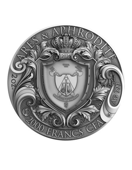 ARES & APHRODITE The Power of Love 2 Oz Silver Coin 2000 Francs Cameroon 2026 - Coins & More - Camerun