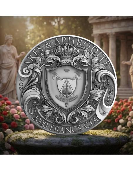 ARES & APHRODITE The Power of Love 2 Oz Silver Coin 2000 Francs Cameroon 2026 - Coins & More - Camerun
