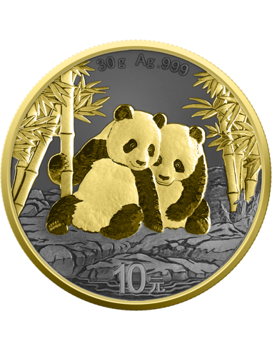 CHINA PANDA Golden Ring 30g Silver Coin 10 Yuan China 2026 - Coins & More - Chine